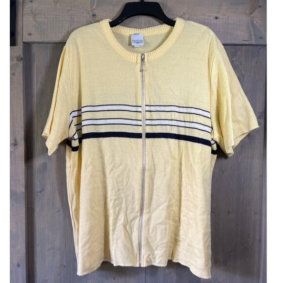 VTG 90s Carolina Colours Short Sleeve Zippered Front Sweater Shirt Womens 22/24 - Picture 1 of 8